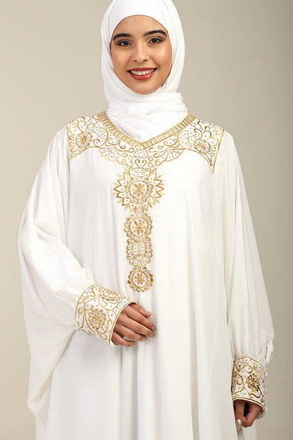 Embroidered Firdous Fabric Kaftan Abaya - EastEssence.com