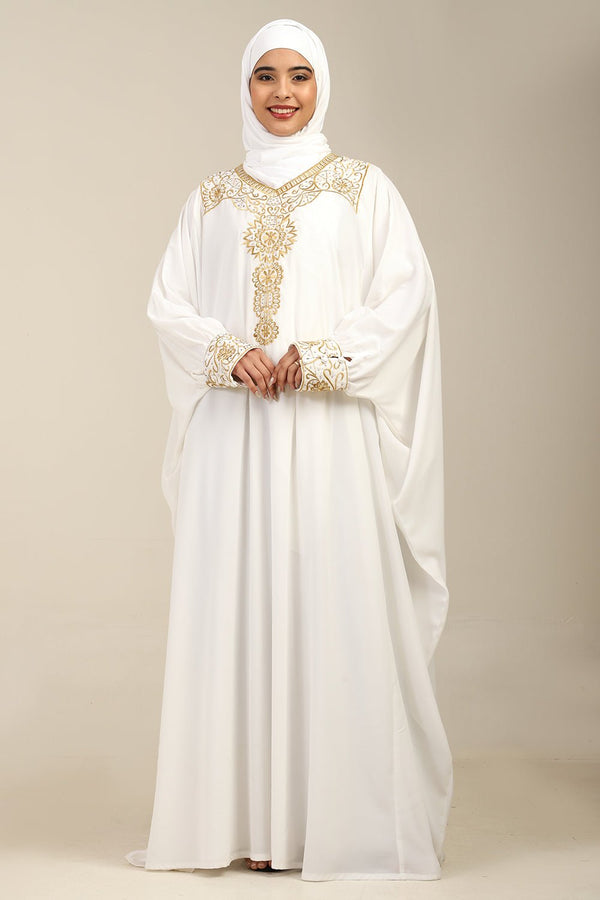 Embroidered Firdous Fabric Kaftan Abaya - EastEssence.com