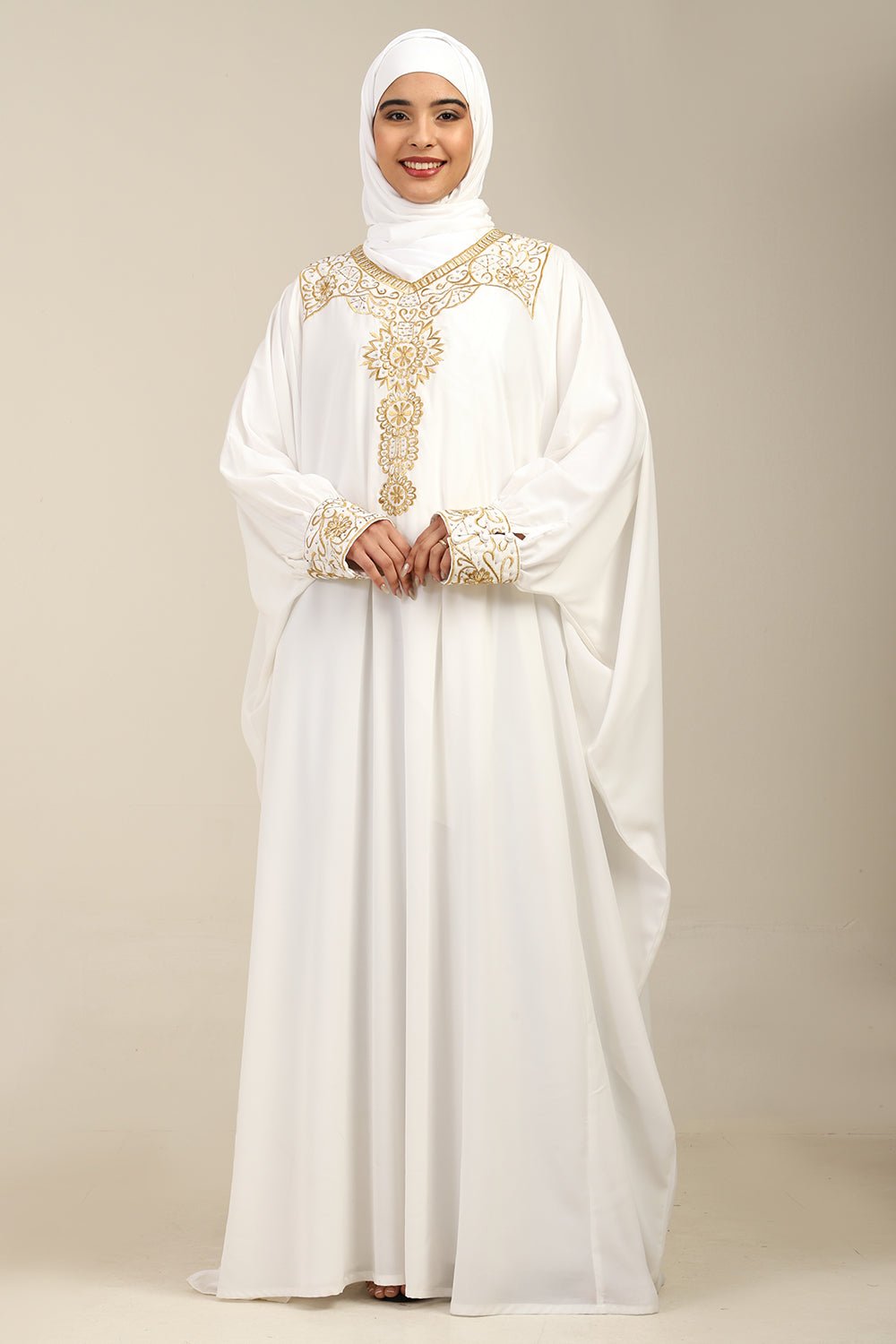 Embroidered Firdous Fabric Kaftan Abaya - EastEssence.com