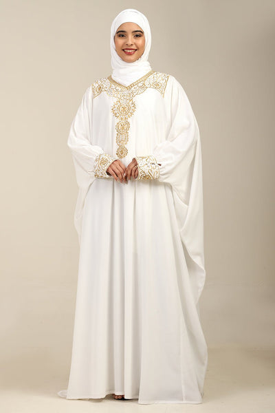 Embroidered Firdous Fabric Kaftan Abaya - EastEssence.com