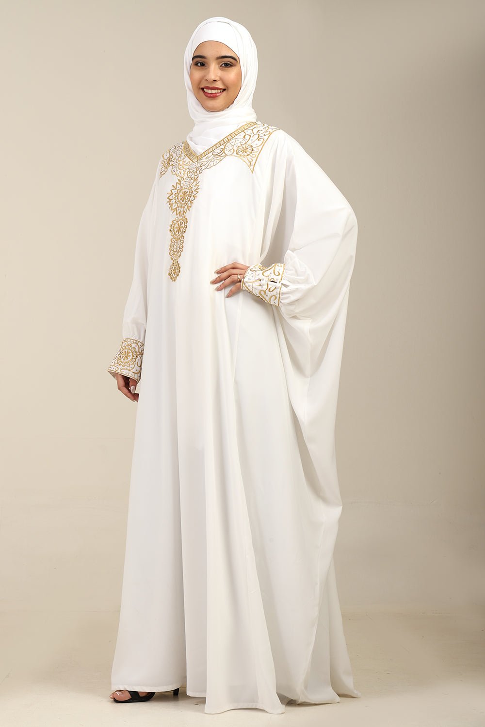 Embroidered Firdous Fabric Kaftan Abaya - EastEssence.com