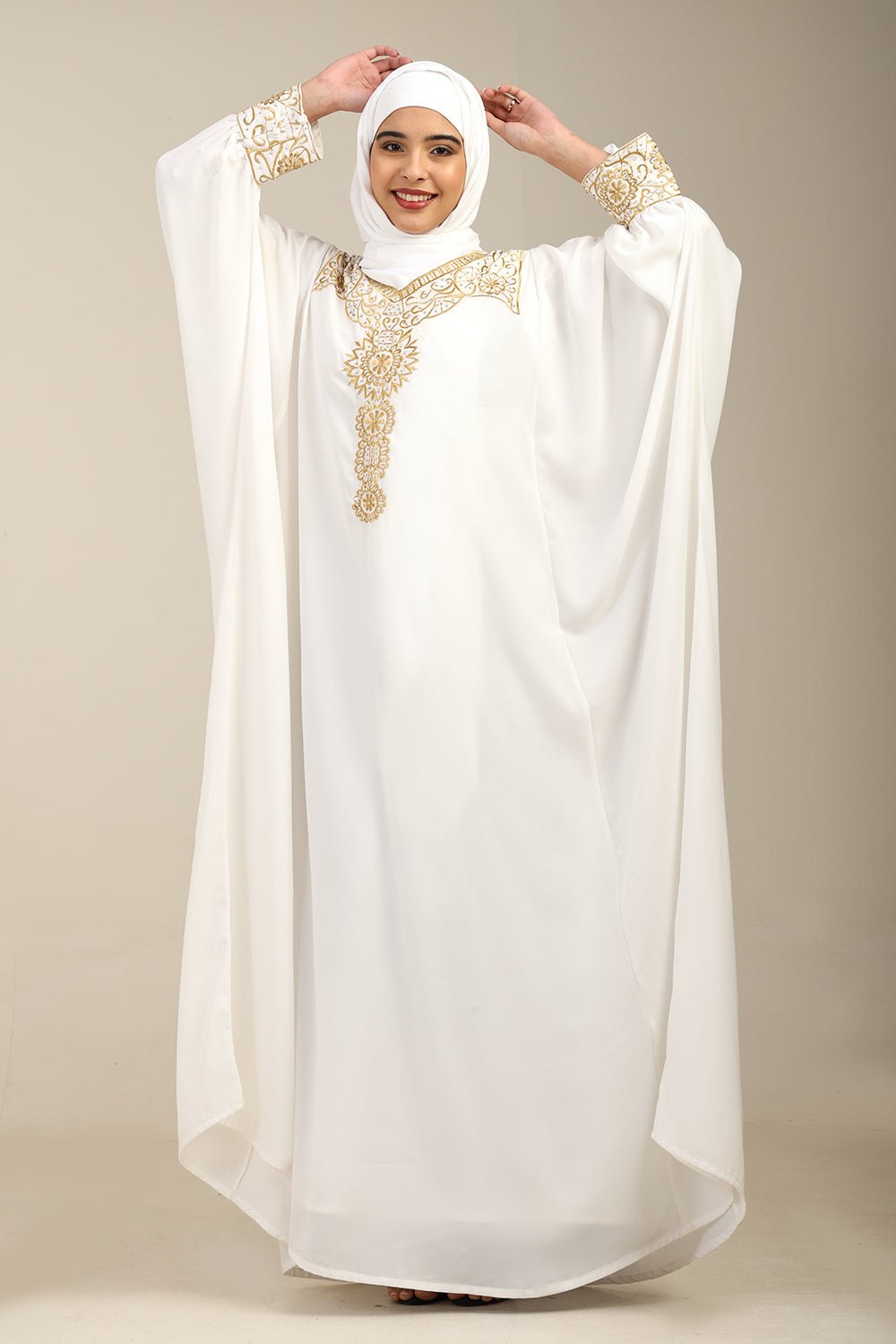 Embroidered Firdous Fabric Kaftan Abaya - EastEssence.com