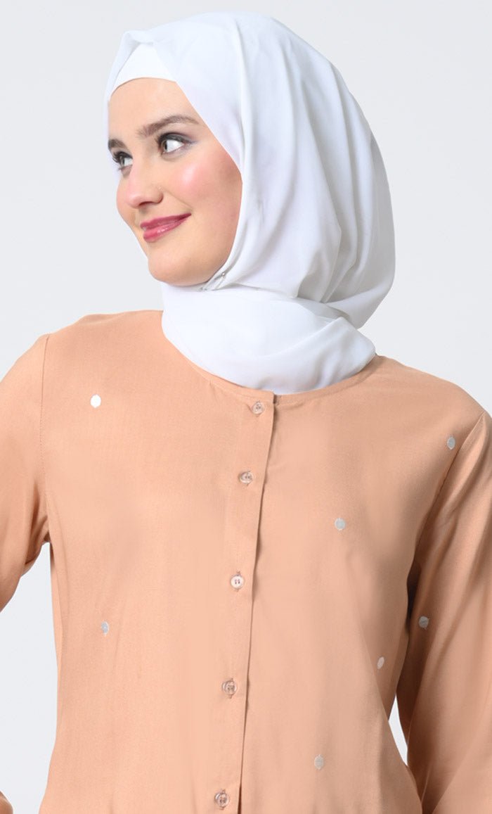 Embroidered Rayon Outfit ??Button - Front Kameez with Pockets and Pant - EastEssence.com