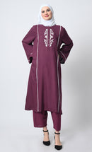 Embroidered Rayon Outfit ??Piping Details, Round Neck - EastEssence.com