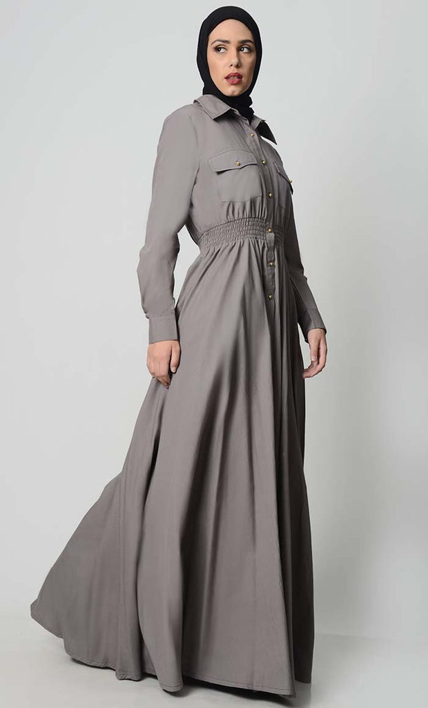 Everday Button Down Cotton Abaya - Final Sale - EastEssence.com