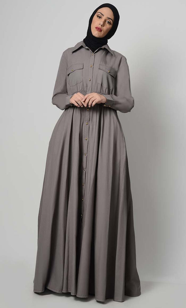 Everday Button Down Cotton Abaya - Final Sale - EastEssence.com