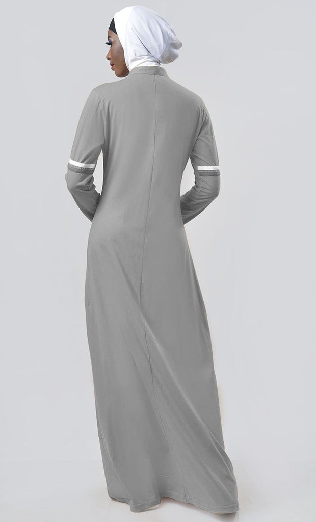 Everyday Grey Jersey Sportswear Abaya Dress - Final Sale - EastEssence.com