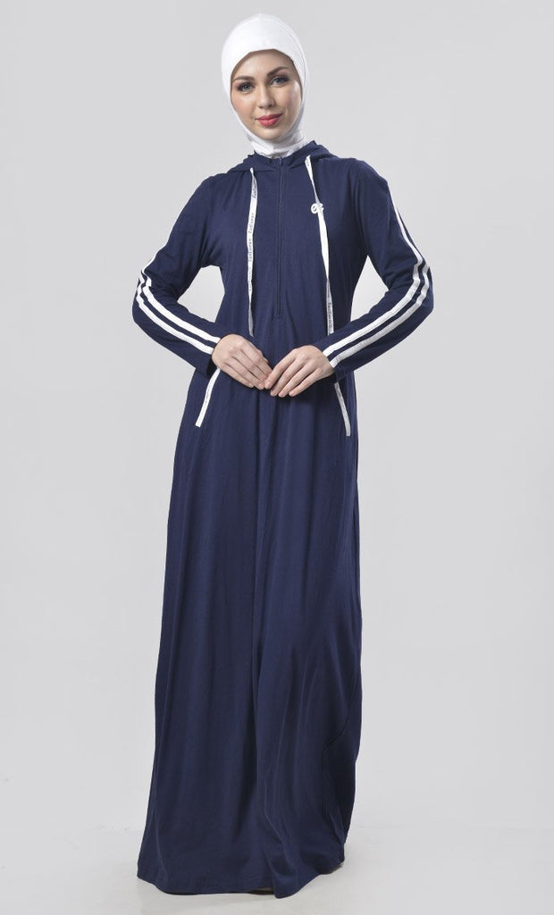 Everyday Navy Jersey Sportswear Abaya Dress - Final Sale - EastEssence.com