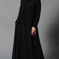 Everyday Wear Gathered Neckline Casual Abaya Dress - EastEssence.com