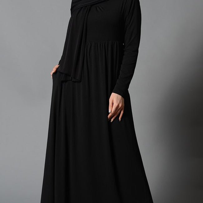 Everyday Wear Gathered Neckline Casual Abaya Dress - EastEssence.com