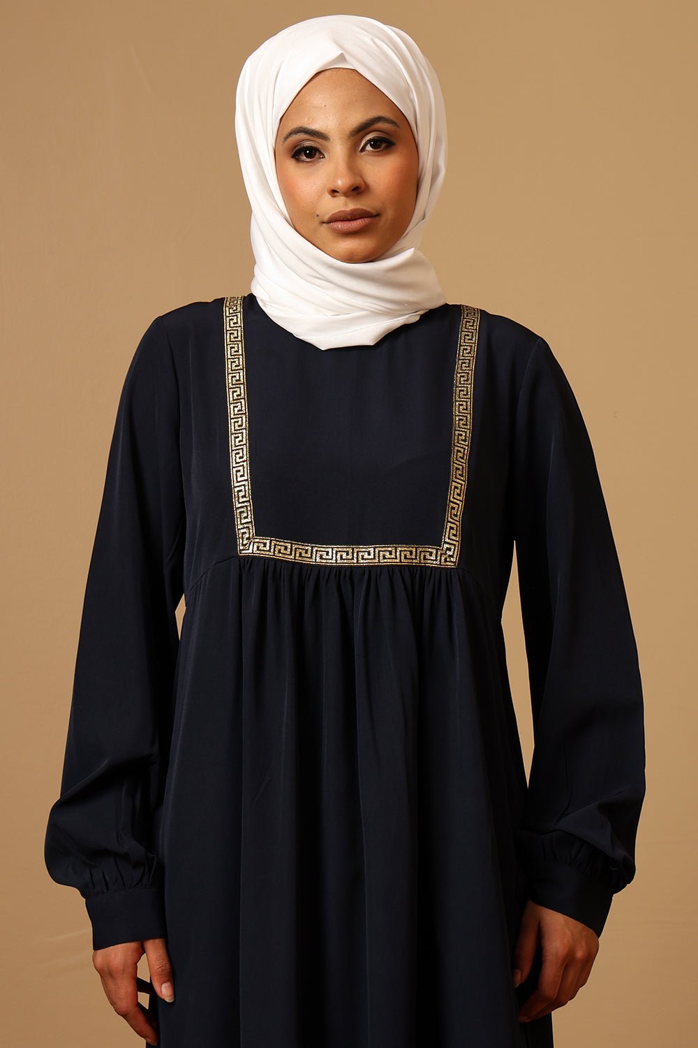 Everyday wear gold trims detail casual abaya dress