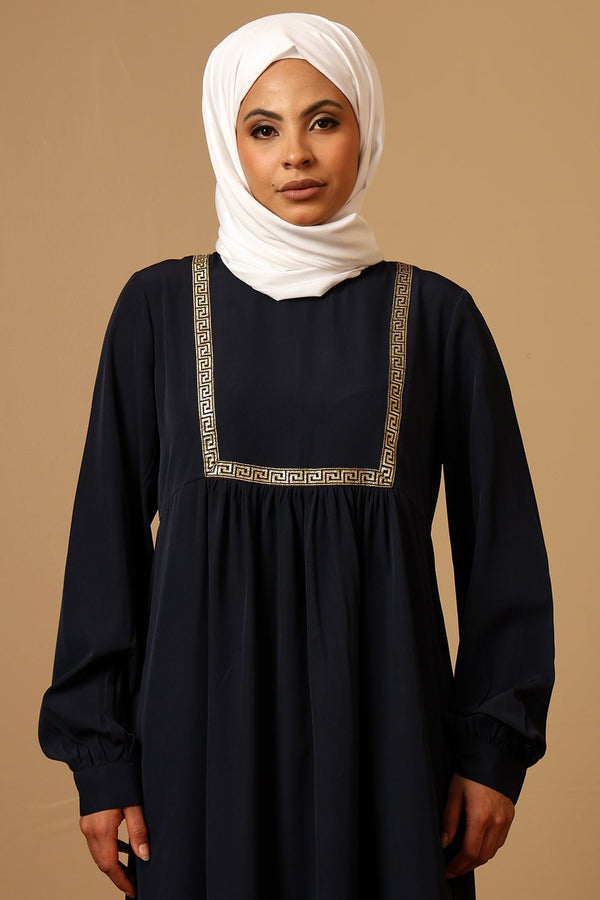 Everyday wear gold trims detail casual abaya dress - EastEssence.com