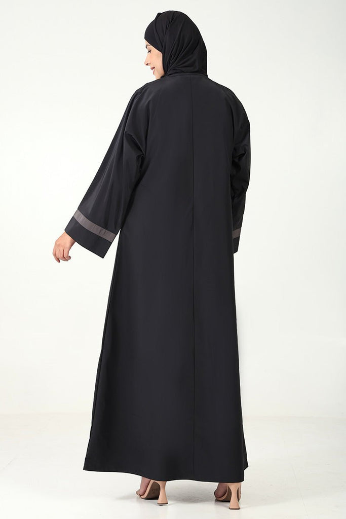 Everyday Wear Kashibo Abaya – V - Neck, Front Open Button - Down Style - EastEssence.com