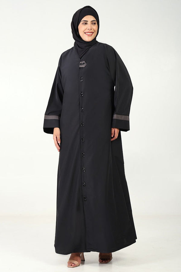 Everyday Wear Kashibo Abaya ??V - Neck, Front Open Button - Down Style - EastEssence.com