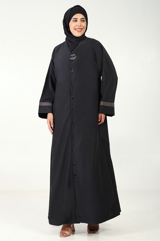 Everyday Wear Kashibo Abaya – V - Neck, Front Open Button - Down Style - EastEssence.com