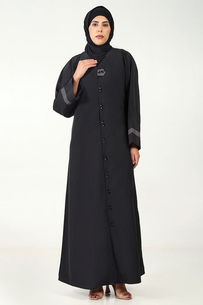 Everyday Wear Kashibo Abaya – V - Neck, Front Open Button - Down Style - EastEssence.com