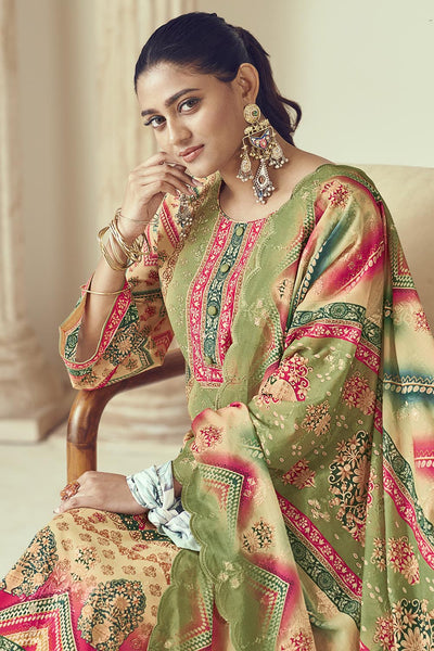 Everyday Wear Printed Cotton A line Kurta Pant Dupatta Set - EastEssence.com