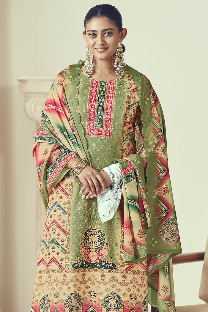 Everyday Wear Printed Cotton A line Kurta Pant Dupatta Set - EastEssence.com