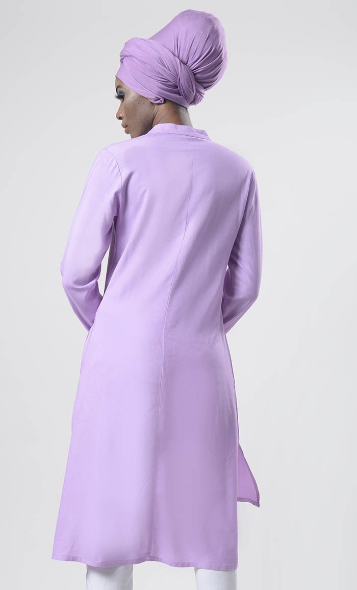 Everydaywear Lavender Pleats Detailing Long Tunic - Final Sale - EastEssence.com