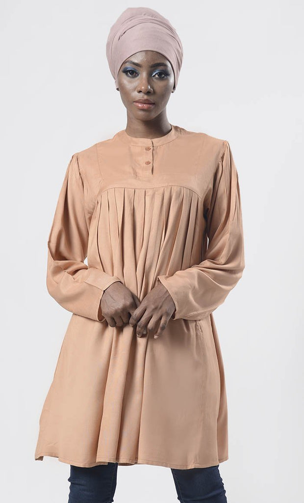 Everydaywear Pleated Detailing Long Tunic - Final sale - EastEssence.com