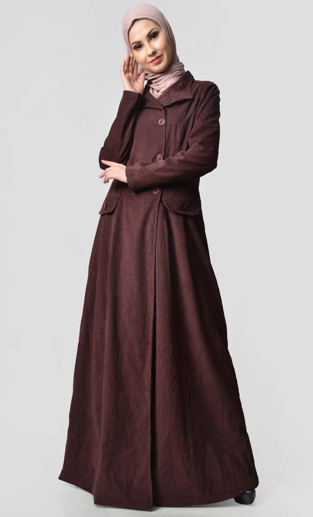 Fall Front Zipper corduroy Jilbab - Final Sale - EastEssence.com