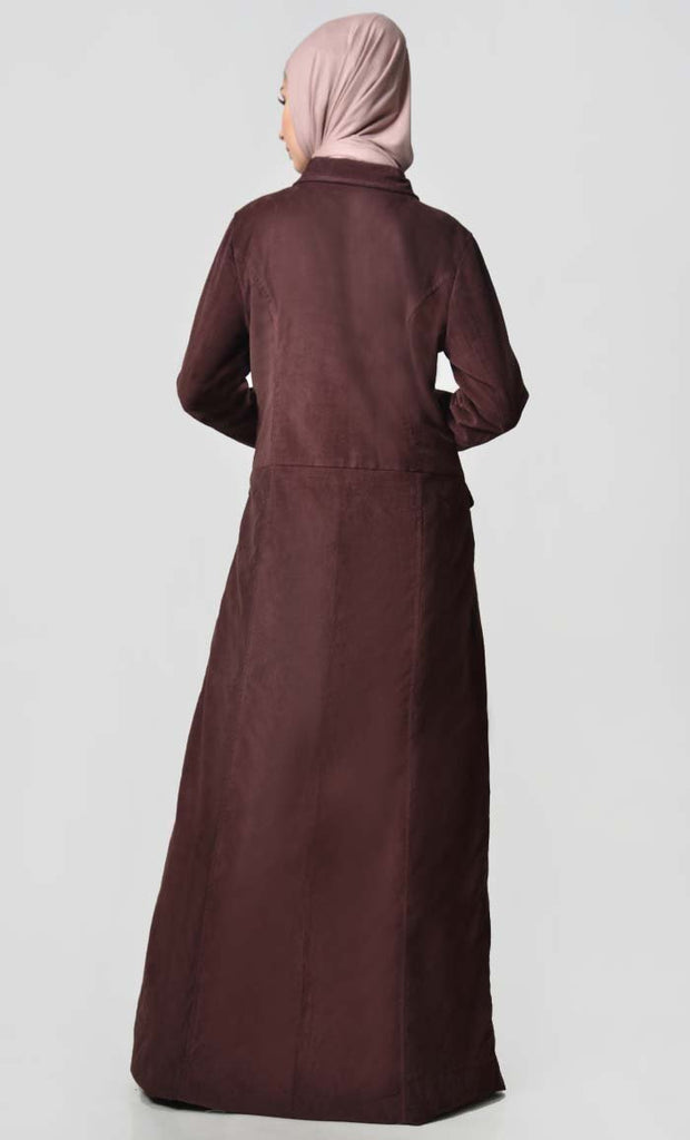 Fall Front Zipper corduroy Jilbab - Final Sale - EastEssence.com