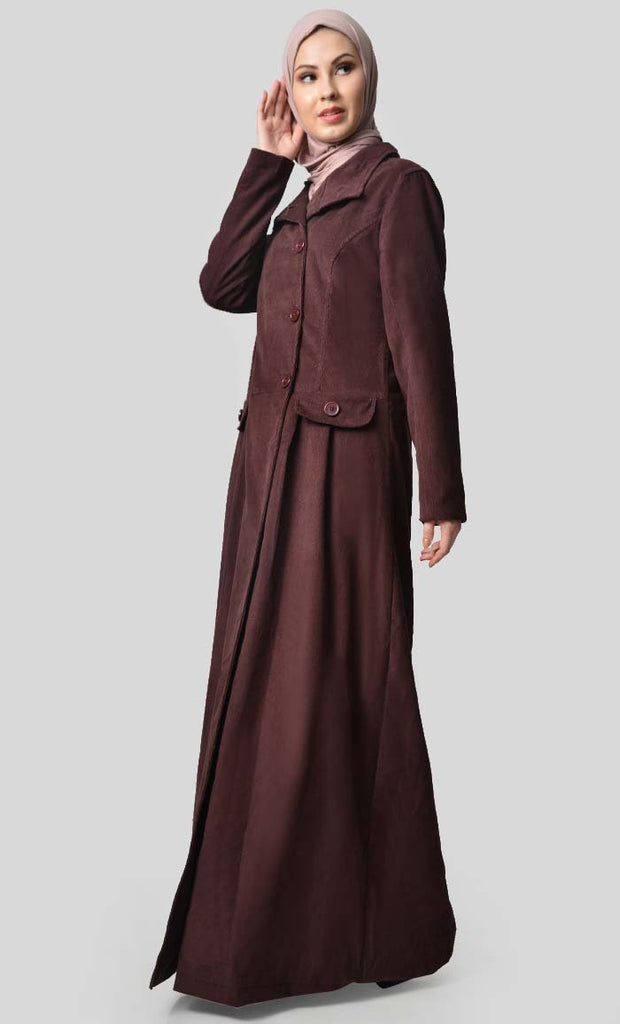 Fall Front Zipper corduroy Jilbab - Final Sale - EastEssence.com