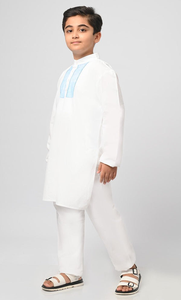 Farhan Muslim Boys Poplin Kurta Pajama Set - Final Sale - EastEssence.com