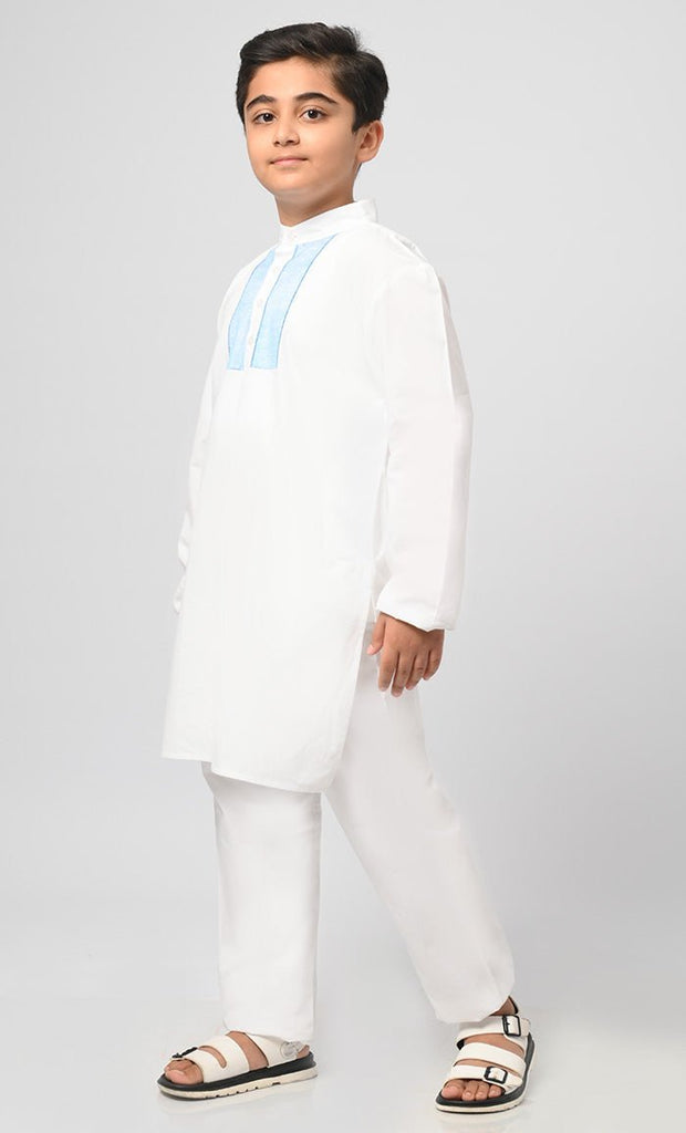 Farhan Muslim Boys Poplin Kurta Pajama Set - Final Sale - EastEssence.com