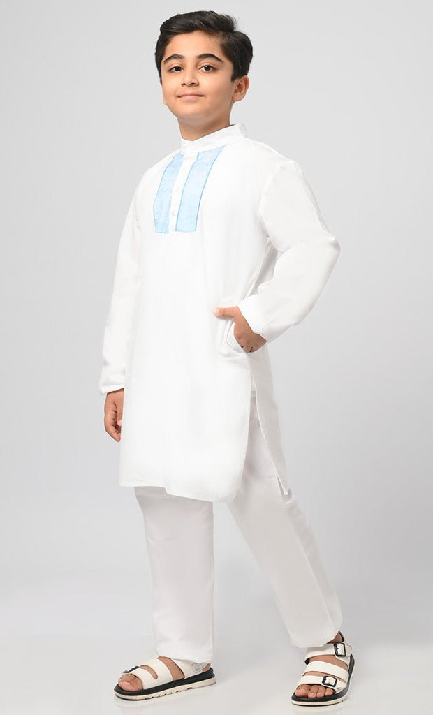 Farhan Muslim Boys Poplin Kurta Pajama Set - Final Sale - EastEssence.com