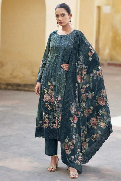 Festive Organza Printed Suit Set - EastEssence.com