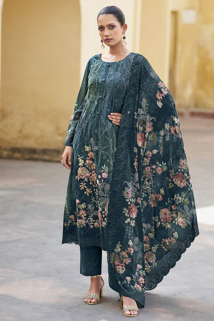 Festive Organza Printed Suit Set - EastEssence.com