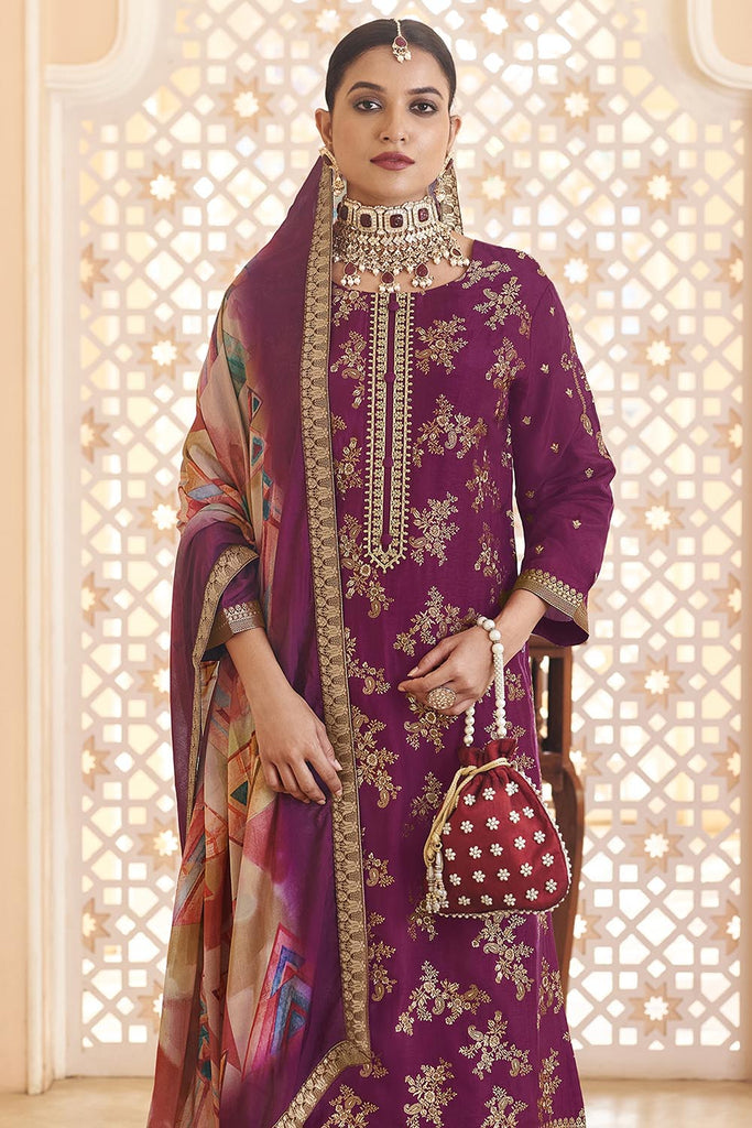 Festive Silk Kurta Set for Women with Cotton Pants - EastEssence.com