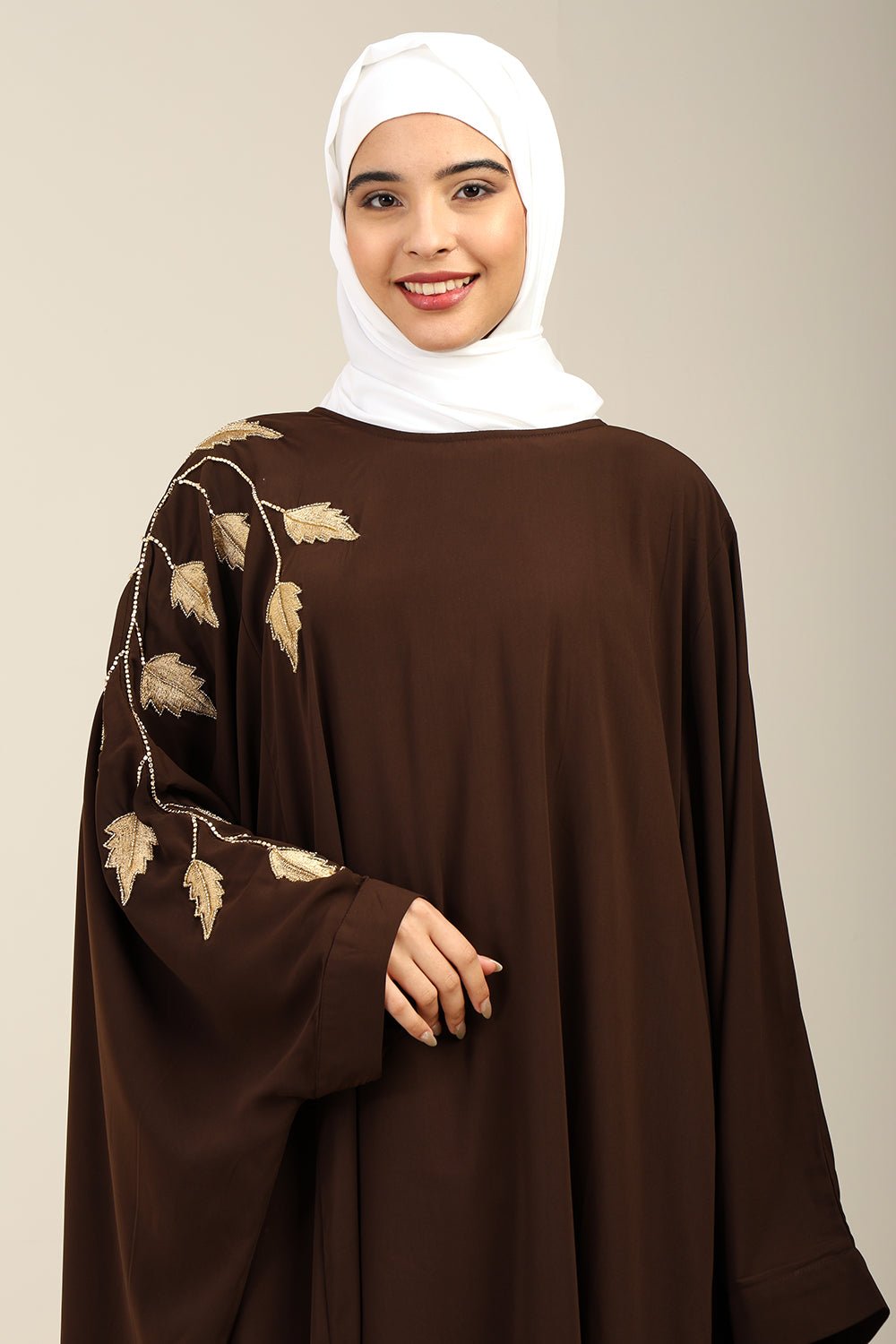 Firdous Golden Embroidered Kaftan dress - EastEssence.com