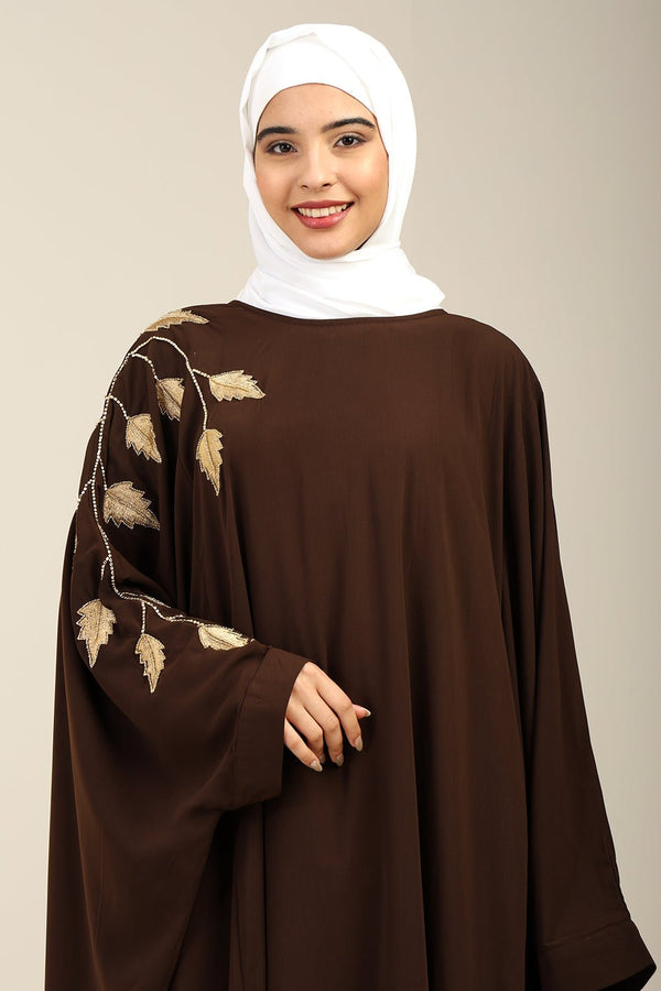 Firdous Golden Embroidered Kaftan dress - EastEssence.com