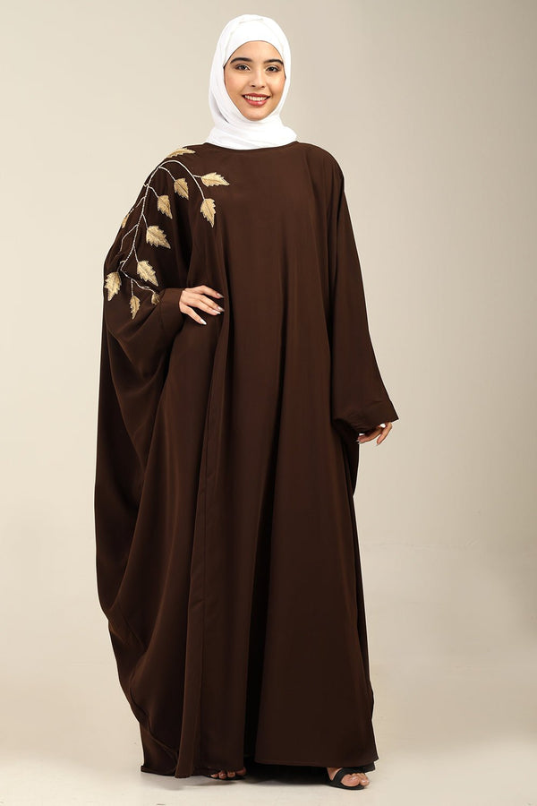 Firdous Golden Embroidered Kaftan dress - EastEssence.com