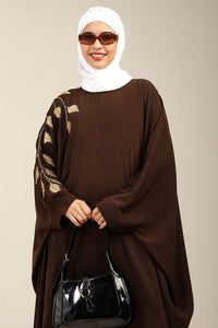 Firdous Golden Embroidered Kaftan dress - EastEssence.com