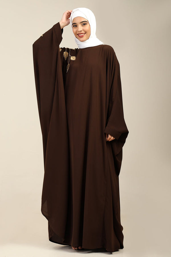 Firdous Golden Embroidered Kaftan dress - EastEssence.com