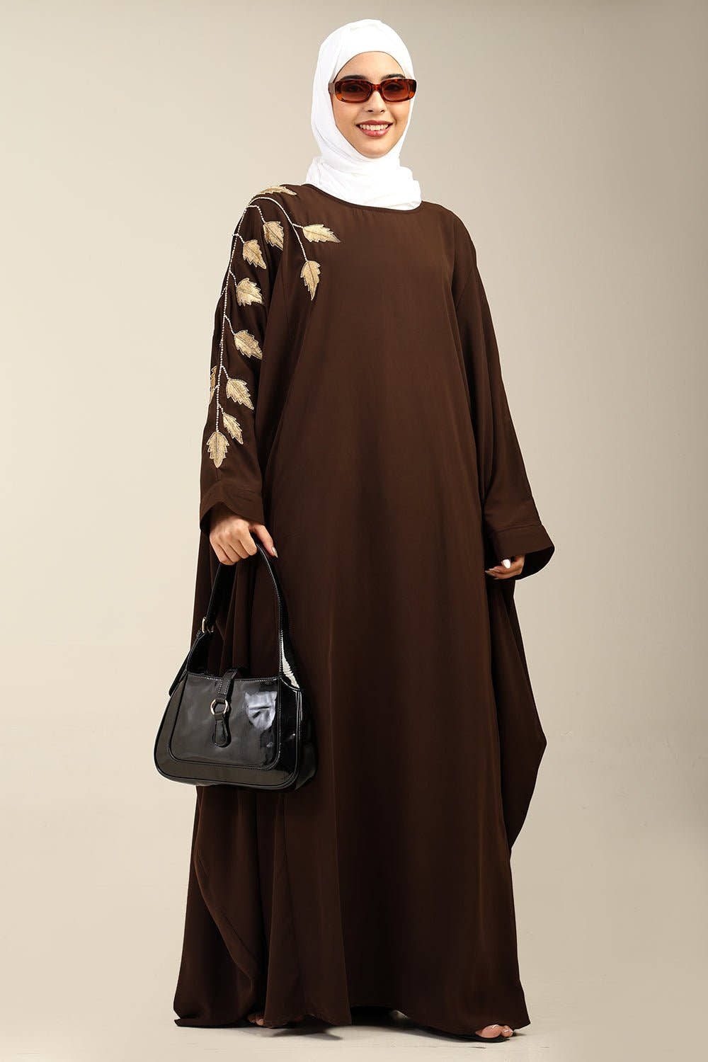 Firdous Golden Embroidered Kaftan dress - EastEssence.com