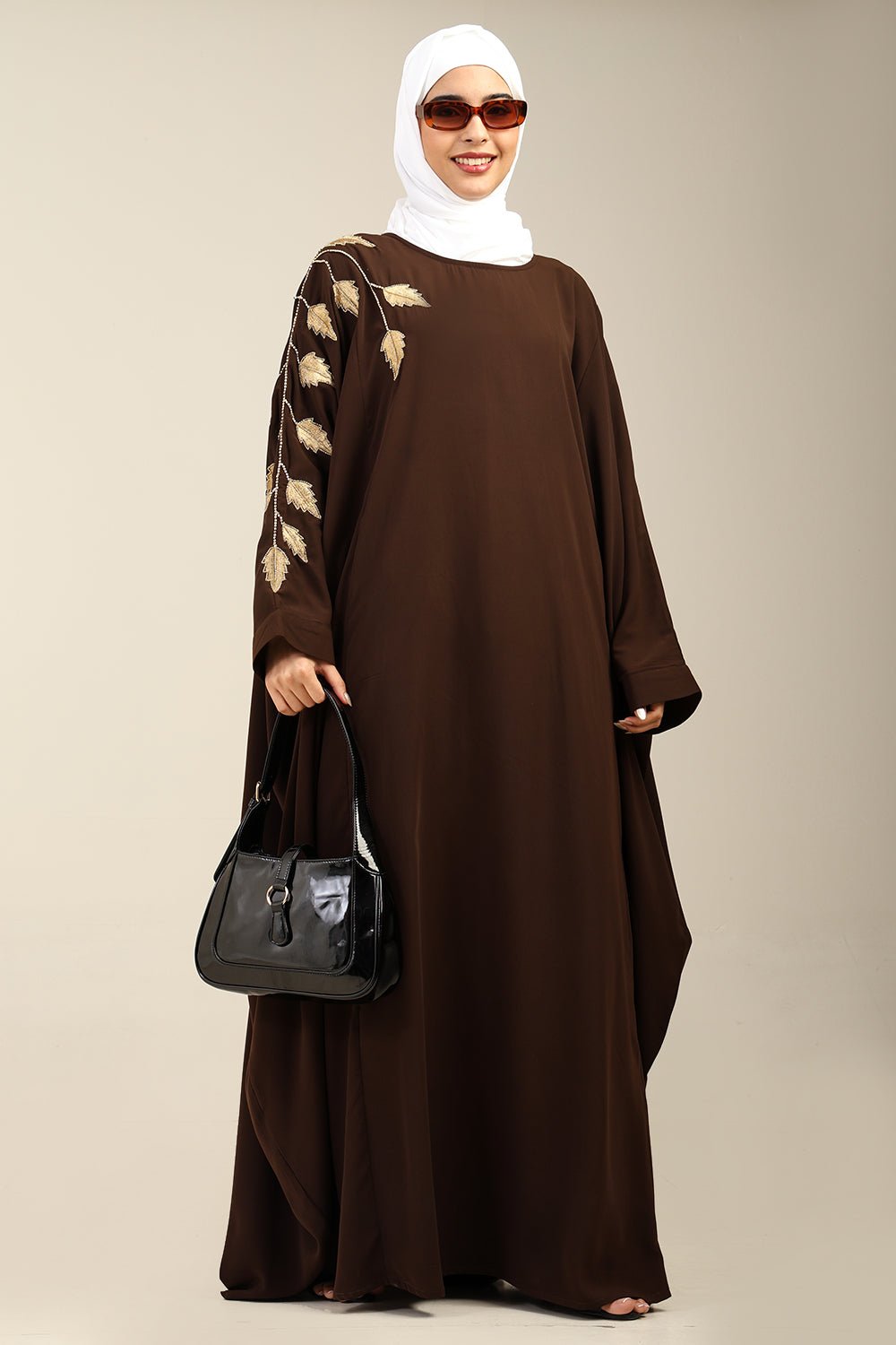 Firdous Golden Embroidered Kaftan dress - EastEssence.com