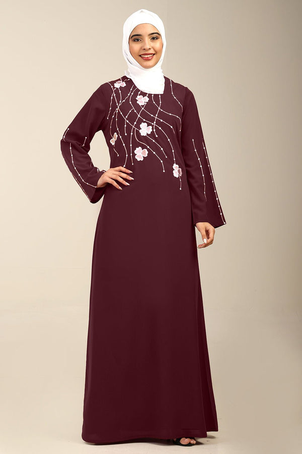 Firdous Sequined Embroidered A - Line Abaya - EastEssence.com