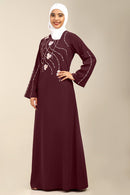 Firdous Sequined Embroidered A - Line Abaya - EastEssence.com