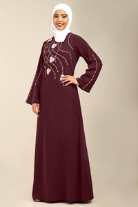 Firdous Sequined Embroidered A - Line Abaya - EastEssence.com