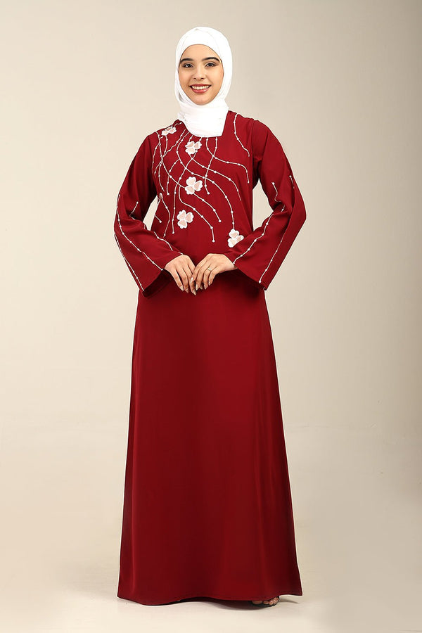 Firdous Sequined Embroidered A - Line Abaya - EastEssence.com