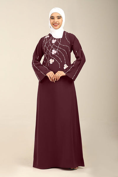 Firdous Sequined Embroidered A - Line Abaya - EastEssence.com