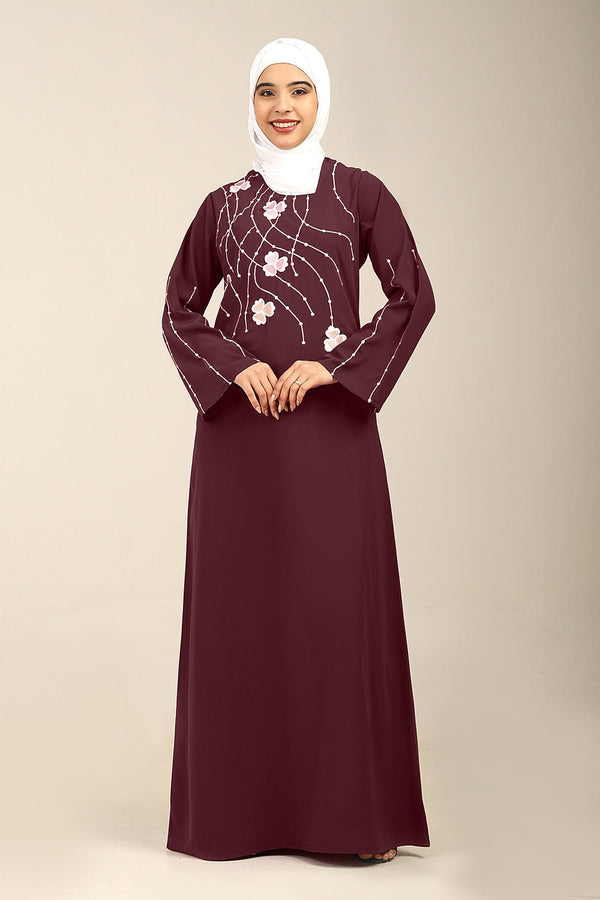 Firdous Sequined Embroidered A - Line Abaya - EastEssence.com