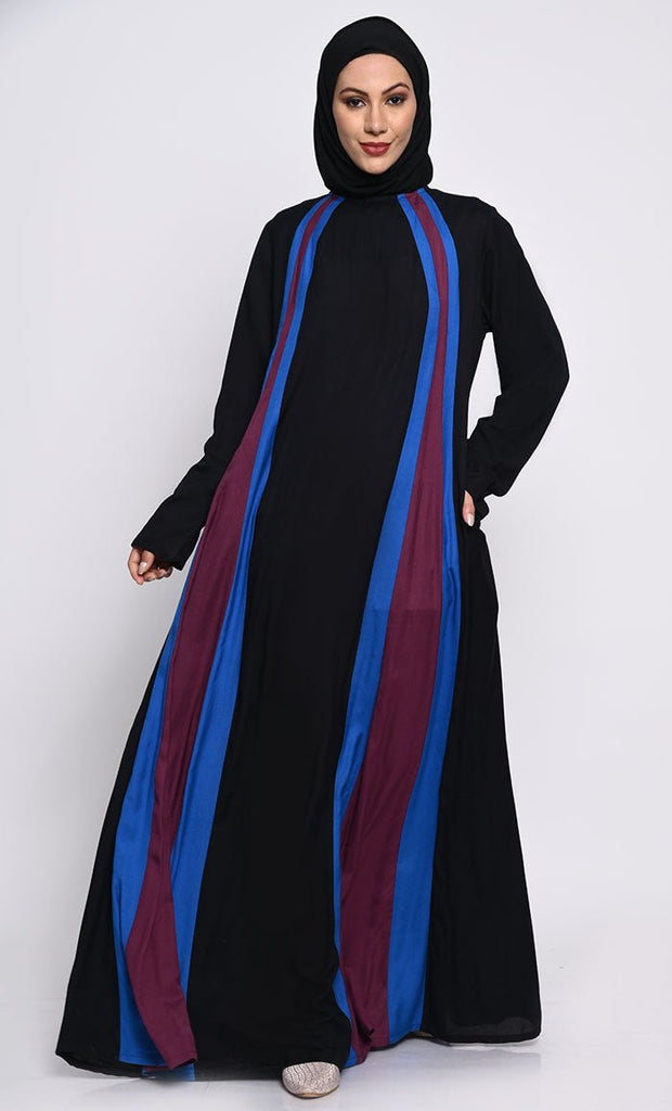 Flared Rayon Fabric Abaya with Full Sleeves and Side Pockets - EastEssence.com