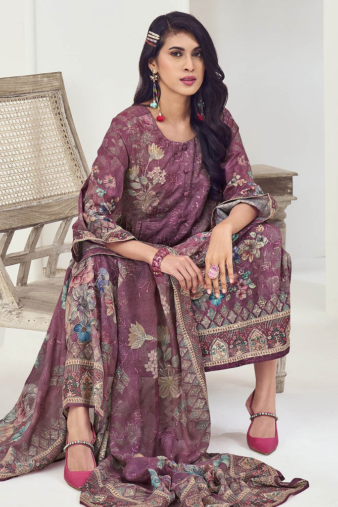 Floral Cotton Kurta Pant Dupatta Set - EastEssence.com