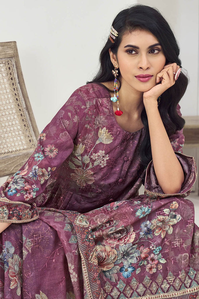 Floral Cotton Kurta Pant Dupatta Set - EastEssence.com