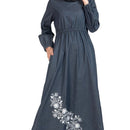 Floral embroidered fit and arabian abaya dress - EastEssence.com